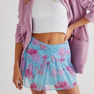Love Shack Fancy Skirt NWT Floral Mesh Sequin